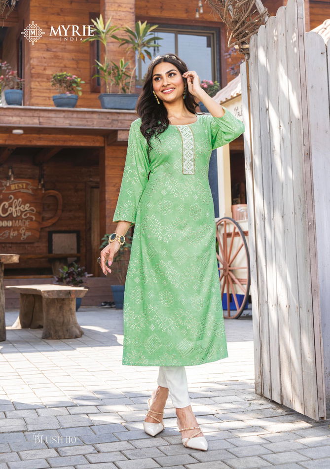 Myrie Fashion Blush Long Printed Kurtis Catalog
